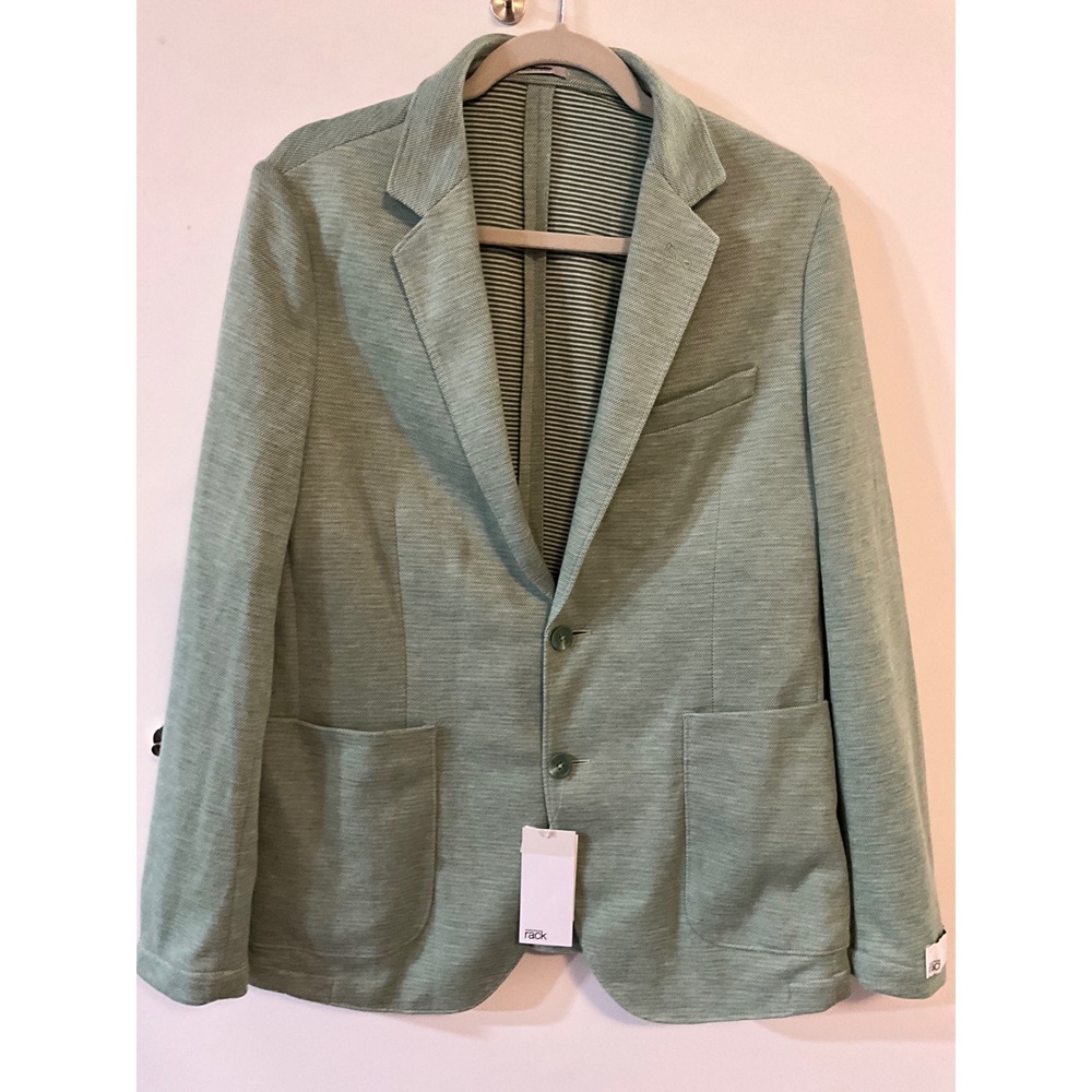 Nordstrom Rack Sage Green Textured Knit Two-Button Blazer Extra Trim Fit Medium